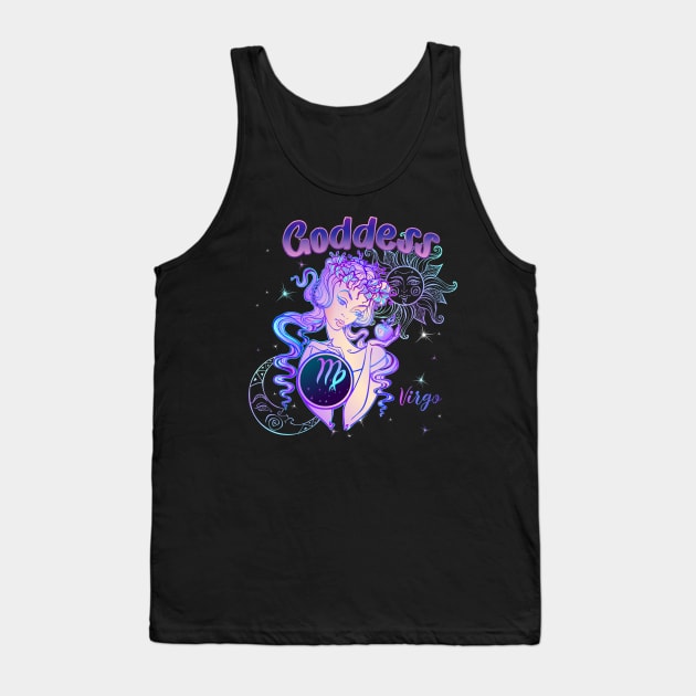 Zodiac Virgo Goddess Queen Horoscope Tank Top by The Little Store Of Magic